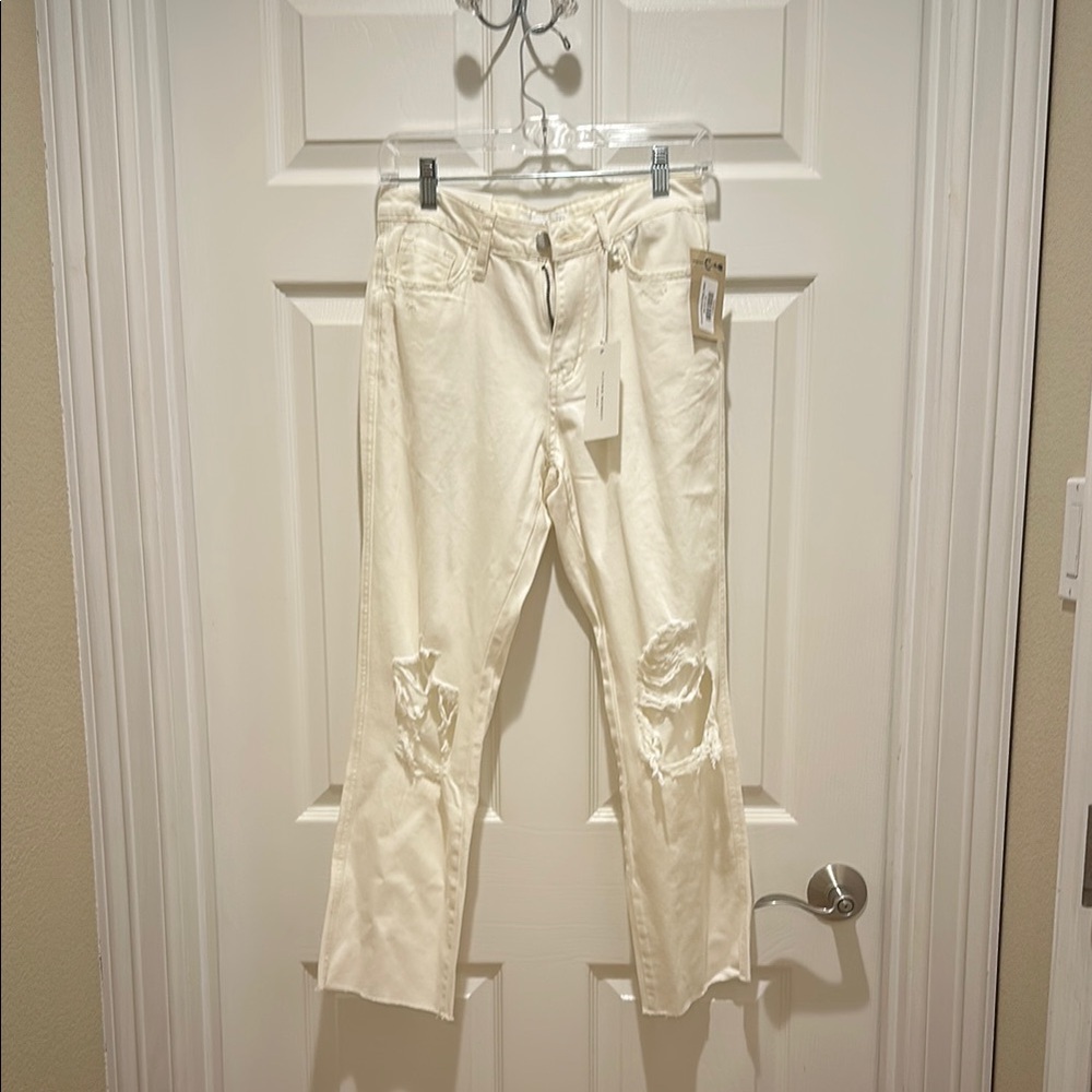 Flying Monkey Cream Distressed Women Jeans